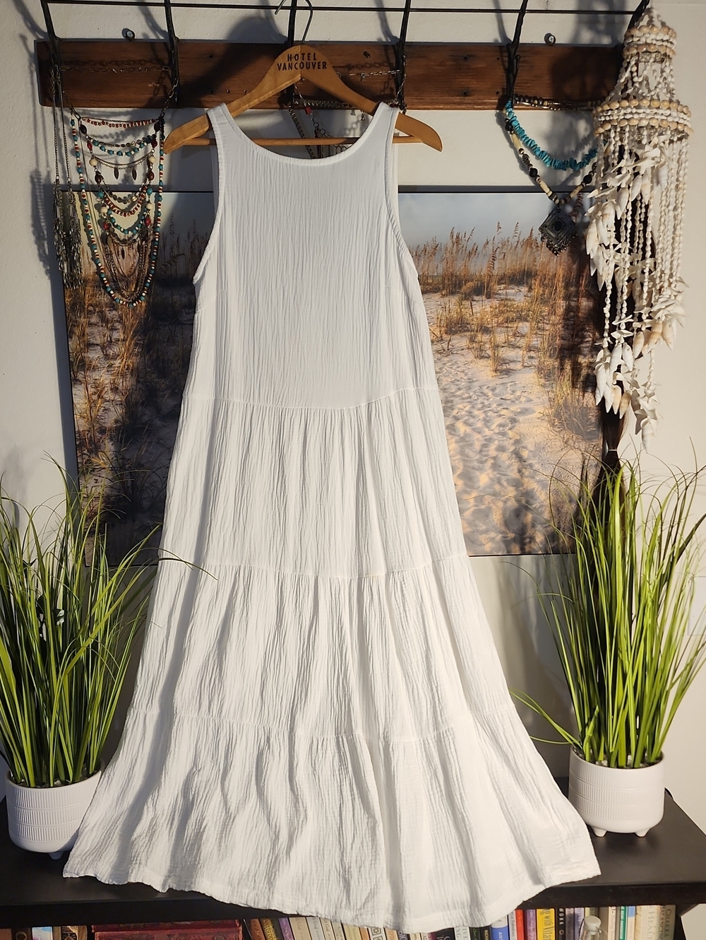 Joie White Cotton Maxi Dress Sleeveless